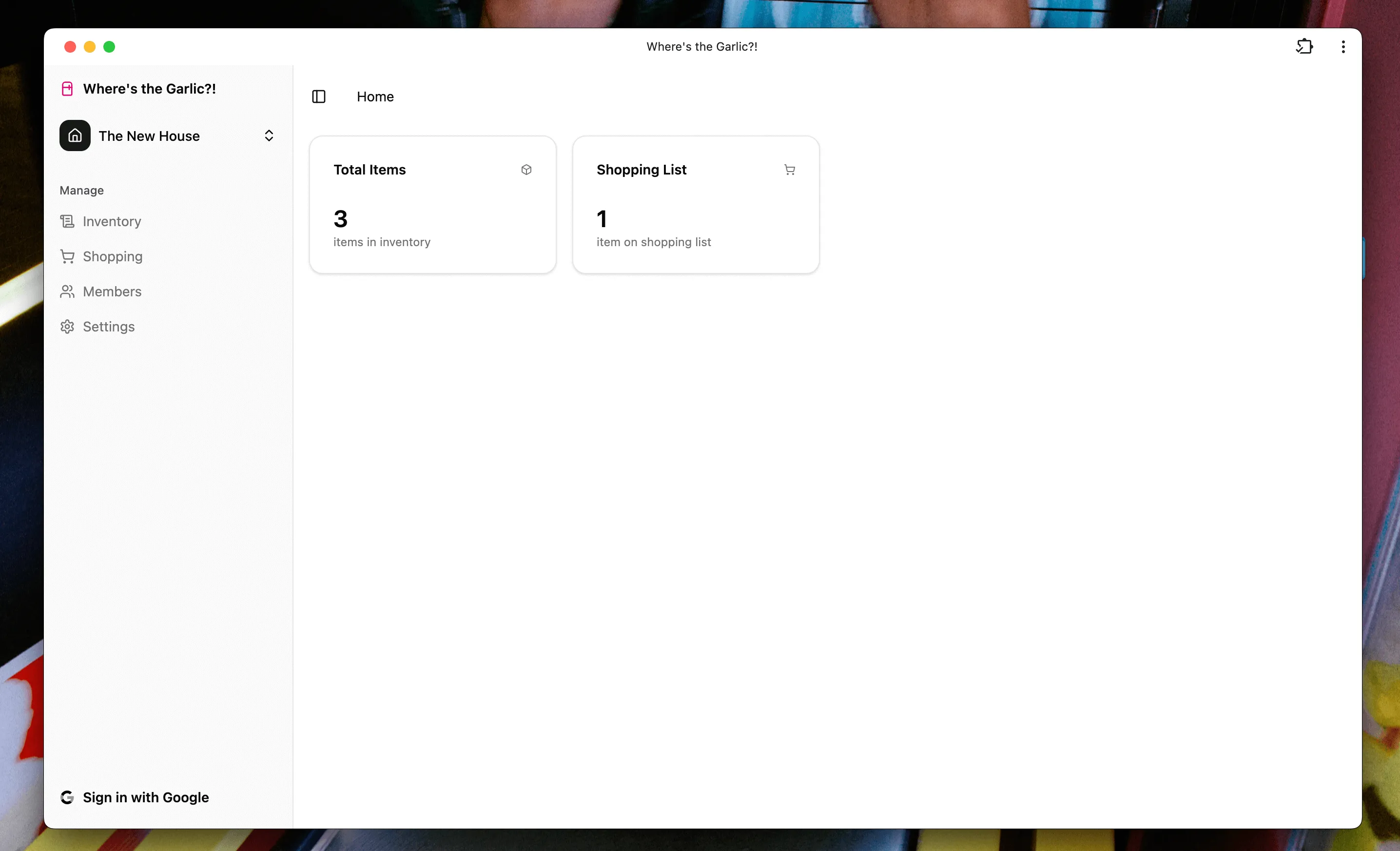 Screenshot of native app UI